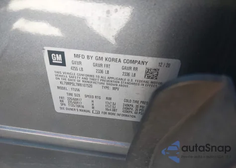 2021 Chevrolet Trailblazer Fwd Lt from USA, damaged, VIN KL79MPSL7MB107520